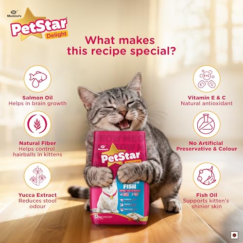 Image of Mankind PetStar Kitten Cat Food - Ocean Fish Flavour (400g) | Complete & Balanced Nutrition for Healthy Growth, Hairball & Digestive Care