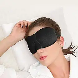 Máscara de Dormir 3D Premium, Poliéster Leve, Design Anatômico, Bloqueio Total de Luz, para Viagem e Uso Diário, 15g, Preta e Rosa (Preto c/Nariz)