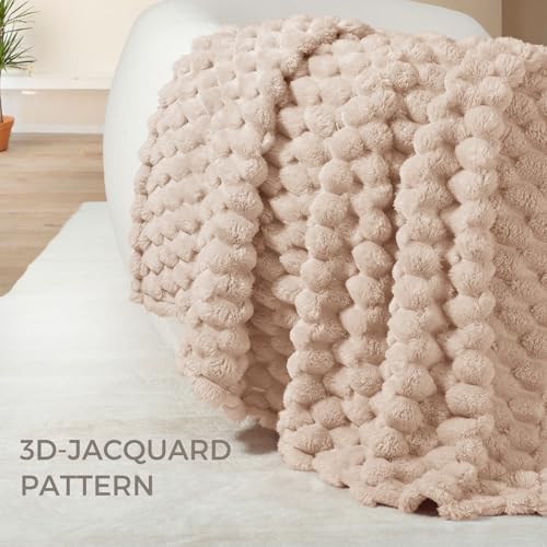 Whale Flotilla Kuscheldecke Flauschige Decke mit 3D-Jacquard-Muster, Exquisite und Warme Wohndecke Sofadecke für Ganzjahreszeiten, 130x150 cm, Camel