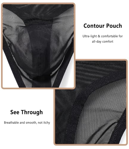 Men's Sexy Thong G-string T-back Mesh See Through Briefs Underwear Breathable Pouch Lingerie4