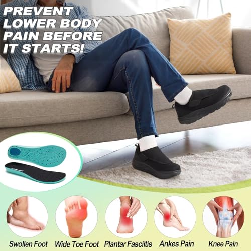 OrthoComfoot Men's Orthopedic Diabetic Extra Wide Walking Shoes: Comfortable Adjustable Easy Top Arch Support Slip On for Swollen Feet, Casual Orthotic Plantar Fasciitis Shoes for Foot and Heel Pain4