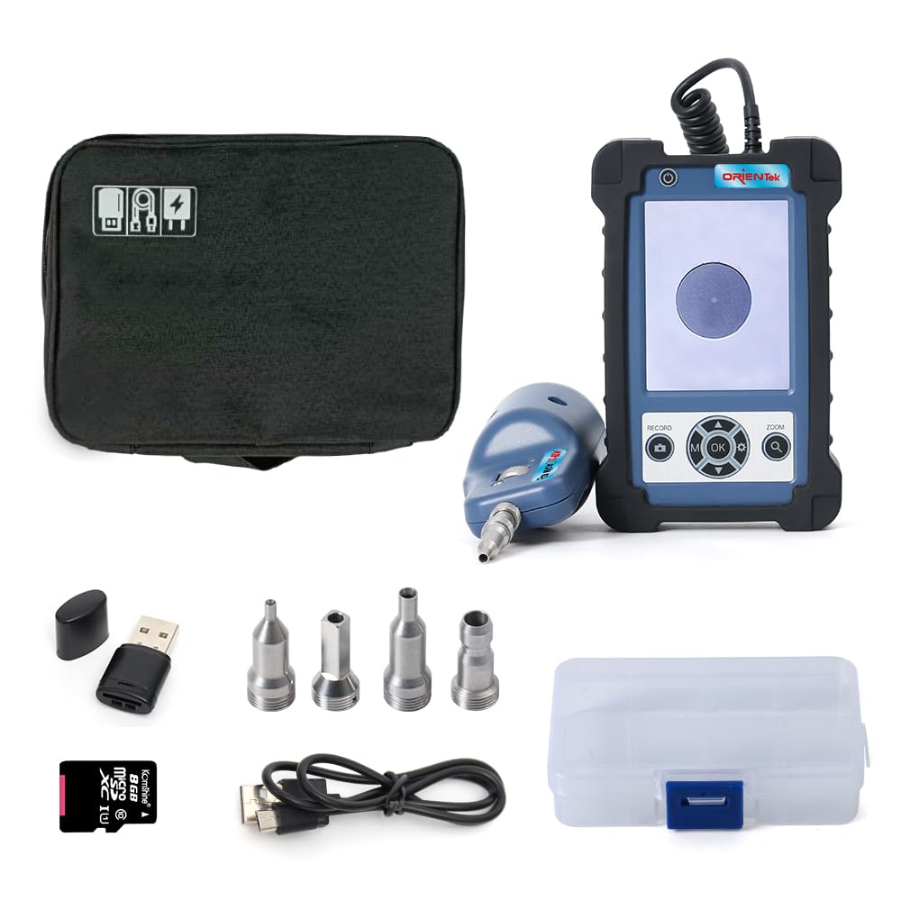 ORIENTEK TIP-600V Optical Fiber Inspection Real-time Video Probe Fiber Connetor Detector with 3.5in HD LCD Display + SC/FC/ST/LC/SC Female/LC Female Tips 400x Magnification 4,000mAh Large Battery