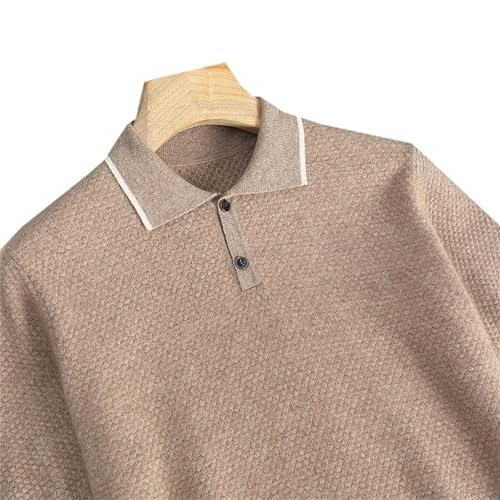 DAIMIDY Men's Polo Sweater Short Sleeve Casual Basic Tops Textured Knit Pullover2