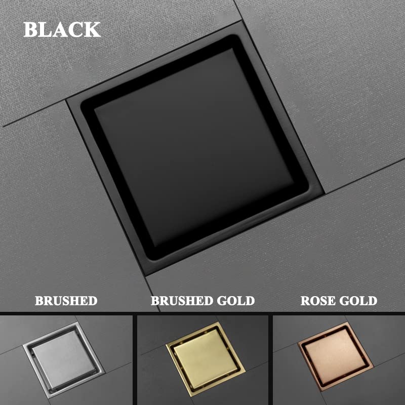Rejilla Desague Ducha Desagüe de Piso de Ducha de baño con Rejilla incrustada Invisible de 15 cm x 15 cm de Acero Inoxidable 304 Desagüe de Piso Cuadrado Desague Ducha(Brushed Rose Gold)