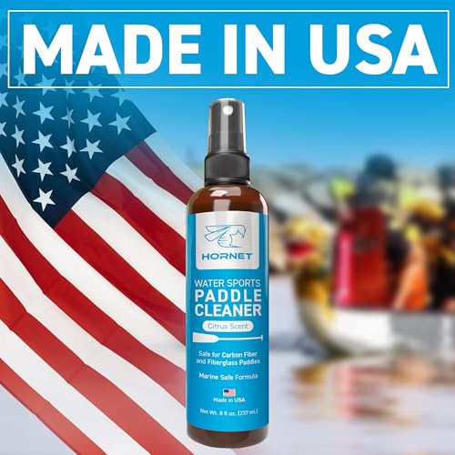 Hornet Watersports Paddle Cleaner Spray for Kayak, SUP, Canoe, Dragon Boat Paddles – No Rinse Formula for Carbon Fiber, Fiberglass, and Plastic – Citrus Scent – Kayak Accessories – 8oz