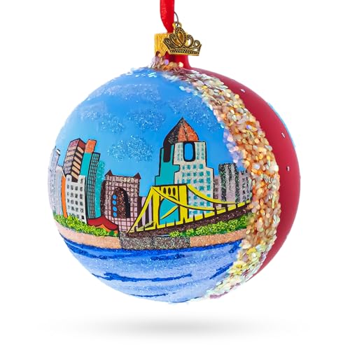 Boule de Noël Pittsburgh en verre durable pour remplacer le plastique terne - 4