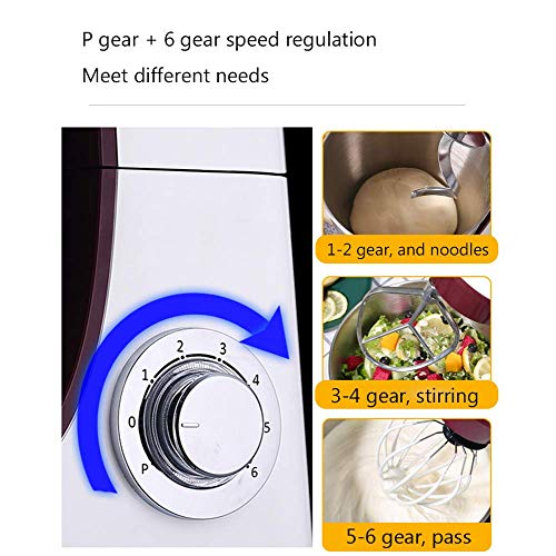 FZYE Standmixer, elektrischer Schneebesen, mit Beater, Teighaken und Edelstahl-Schneebesen, 1300 W, 5-l-Edelstahlschale… – Bild 3