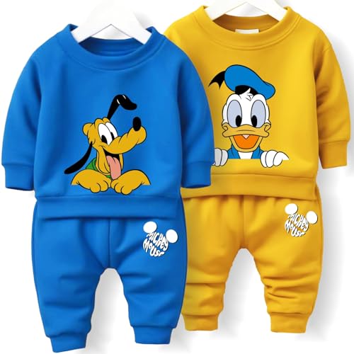 Image of Minicult Kids Cotton Co-ords Full Sleeve Sweatshirt and Pant Set with Character Print