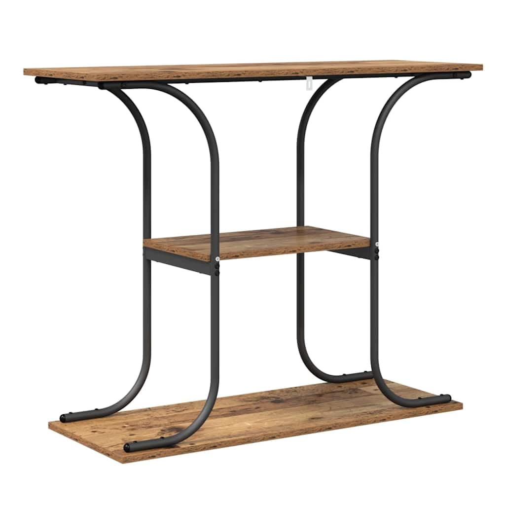 Tavolo consolle in legno anticato, 101 x 35 x 80,5 cm, con ripiano, tavolino per soggiorno, tavolino laterale per spazi stretti, tavolino da divano durevole con spazio