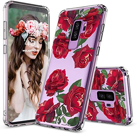 MOSNOVO Galaxy S9 Plus Case, Clear Galaxy S9 Plus Case, Red Roses Floral Flower Pattern Clear Design Printed Transparent Back Case with TPU Bumper Case Cover for Samsung Galaxy S9 Plus