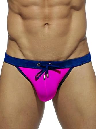 MIZOK Mens Color Block Swim Briefs Hot Body Bikini Swimwear
