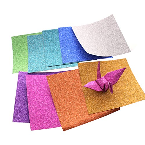 192x Milopon Origami Papier Faltpapier Craft Paper Glitzer Pearlescent Papier Bastelpapier Origamipapier Zweiseitig Faltpapier für Kinder 5x5cm Farben mischen