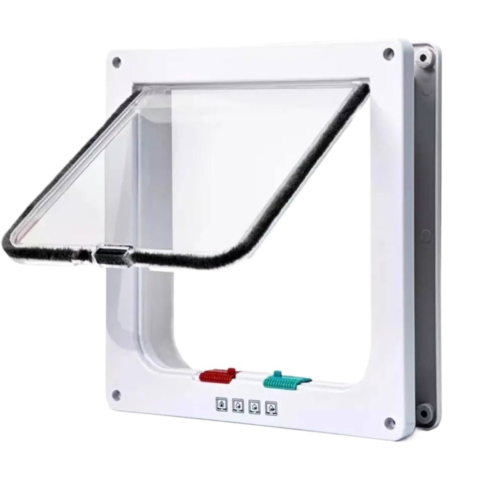 Cat Flap Dog Door With 4 Way Security Lock For Cats Kitten ABS Plastic Small Pet Gate Kit Dogs Doors(White,M-20x19x5.5cm)