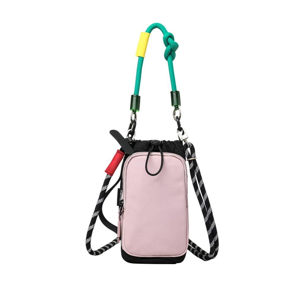 MiOYOOW Water Bottle Carrier Bag, Nylon Insulated Bottle Holder with Adjustable Shoulder Strap & Phone Pocket, Crossbody Pouch for Walking Hiking