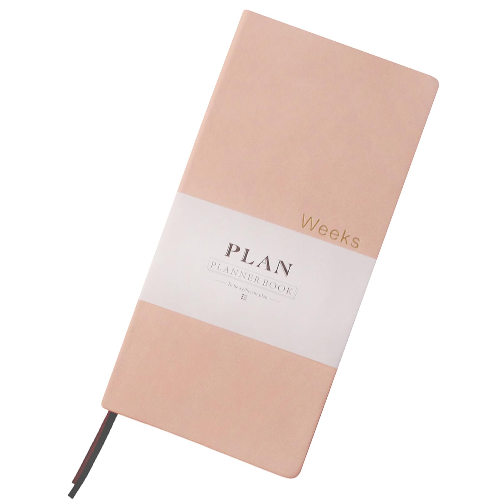 Fromthenon PU Leather Weekly Plan Portable Planner Year Month Week Mini Slim Notebook Journal Schedule For Traveler Student Office (Pink)