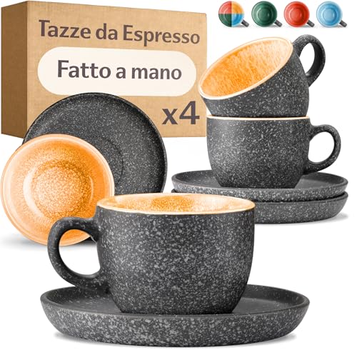 Regalo Ideale: Per una casa nuova, un compleanno o per gli amanti del caffè – questo set con smalto reattivo è fatto a mano, e ogni pezzo è unico.