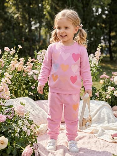 Image of Little Girls Outfits 2 Piece Toddler Long Sleeve Sweatshirt Leggings Pants Fall Winter Clothing Set 2-10 Years