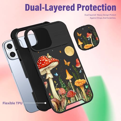 Image of Funermei for iPhone 16 Pro Max Case - Women Girls Cute Phone Cover Girly Pretty Aesthetic Mushroom Unique Design with Camera Cover Funda for Apple for iPhone 16 Pro Max