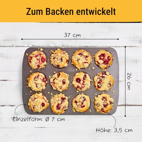 Birkmann, Easy Baking, Muffinform 12-fach, Backform für Mini-Kuchen oder Cupcakes, mit Antihaftbeschichtung und Rezeptvorschlag via QR Code… – Ansicht 2