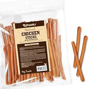 A Freschi srl Chicken Dog Treats, All Natural, Healthy & Easily Digestible, Grain-Free Puppy Chews, Low-Fat, Human Grade Training & Rewards Dog Snacks, Chicken Sticks with Liver, 24 oz Pack
