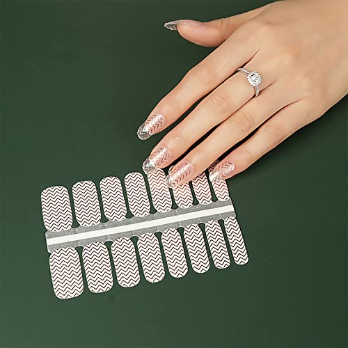 Nail Wraps For Women, Danneasy 5 Sheets Metallic Line Nail Polish Strips Transparent Design Adhesive Nail Polish Stickers Gel Nail Strips Nail Accessories With Nail File, Cuticle Stick #TOP3
