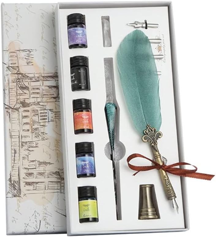1 Set Vintage Calligraphy Dip Pen Fountain Writing Ink Nib Stationery(A)