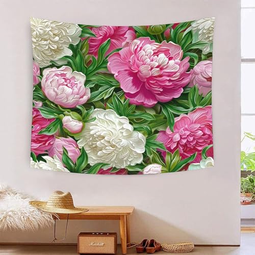 Tapisserie art mural effet 3D relief visuel fleurs et plantes grand tissu decoration
