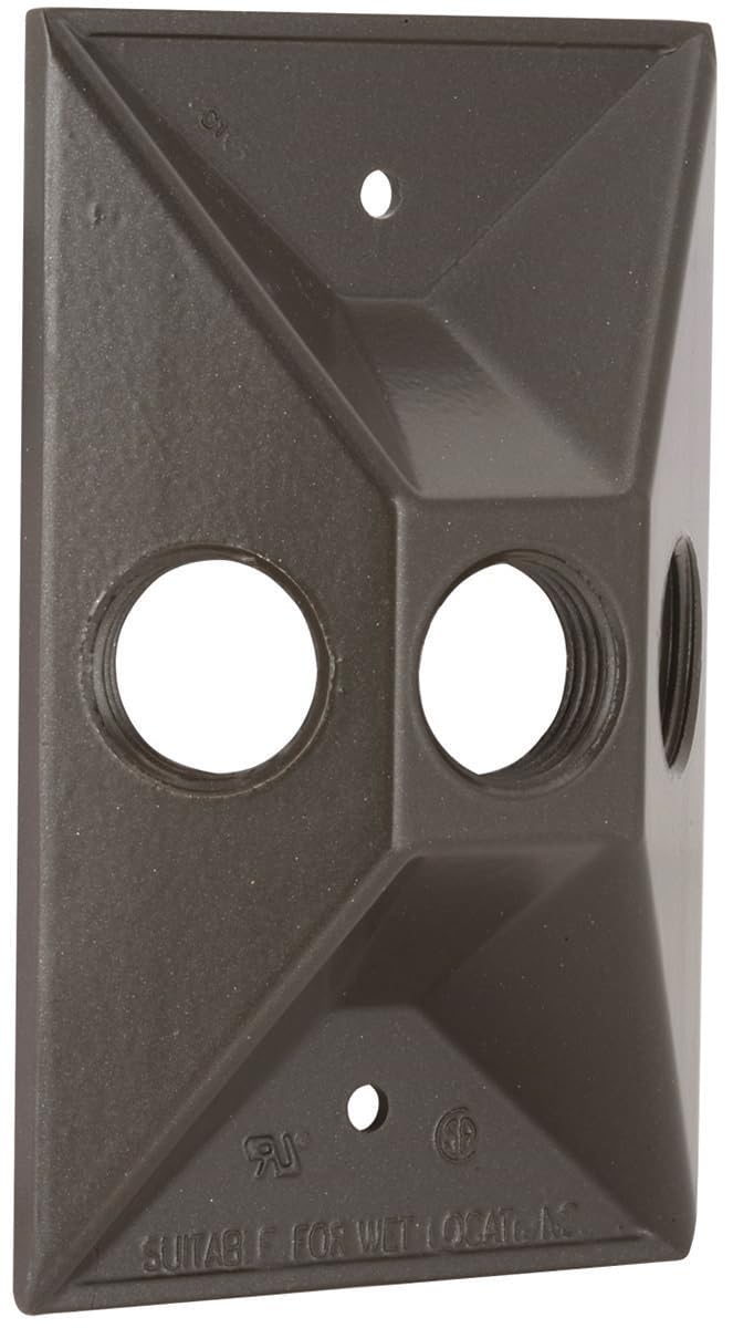 BELL 5189-7 Raco 3-Hole Cluster Rectangular Weatherproof Cover, 4-19/32 in L X 2-17/32 in W, 1/2