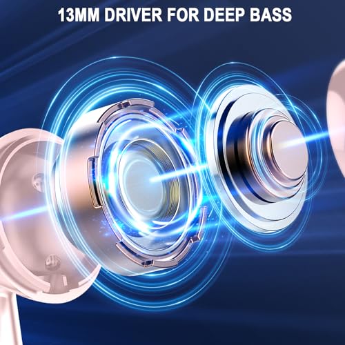 Image of Jxrev Wireless Earbuds, Bluetooth 5.4 Earbuds Stereo Bass, Bluetooth Headphones in Ear Noise Cancelling Mic, USB C Sports Earphones IP7 Waterproof, 40H Playtime Mini Charging Red