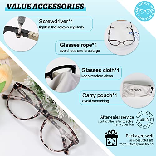 Image of MARE AZZURO Round Reading Glasses 5.0 Women Fashion Leopard Readers 500 for Large Ladies with Spring Hinge