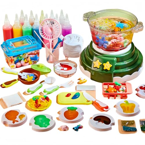 MCSWSEE ぷにょぷにょクッキング 子供用調理おもちゃ 8本セット ピンク 安全素材 DIYシミュレーション おままごと キッチン ロールプレイ 持ち運びやすい 知育 3歳以上 男の子 女の子 プレゼント (12本です,グリーンです)