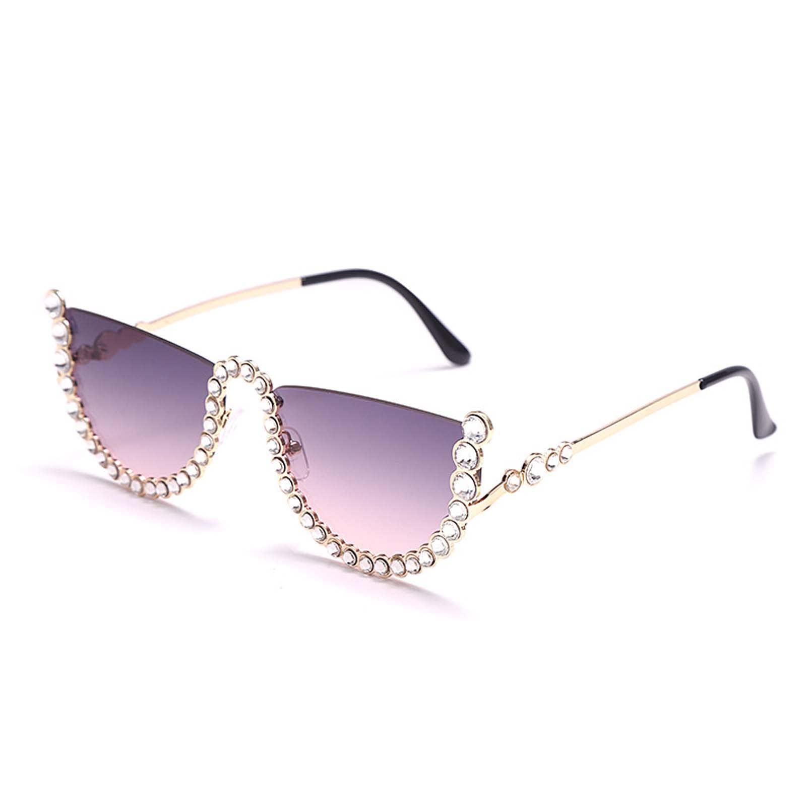 Lunettes de soleil décoratives à demi-monture fine et design géométrique - 8