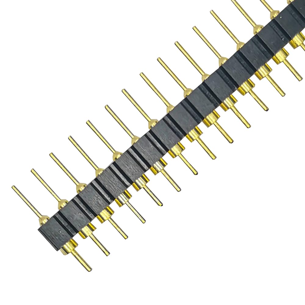 20pcs Gold Plated 2.54mm Male 40 Pin Single Row Straight Round Pin Header Strip for Breadboard PCB Strip Connectors
