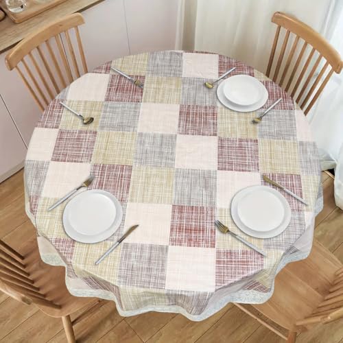 Image of Dakshya Industries PVC Waterproof Round Table Cover for 4 Seater Dining Table | 60 Inch Round Printed Table Cover | Spill Proof, Oil Resistant, Heat Resistant, Wipe Clean