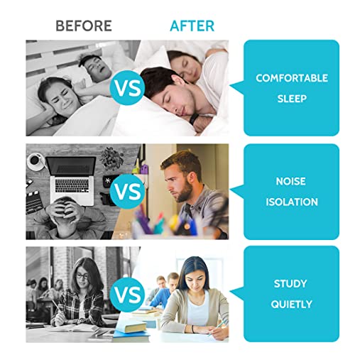 Lysian Noise Cancelling Earplugs For Sleep - 60 Pairs, 38Db Ear Plugs For Sleeping, Snoring, Shooting, Mowing Loud Sound Reduction- Light Blue/White #TOP7