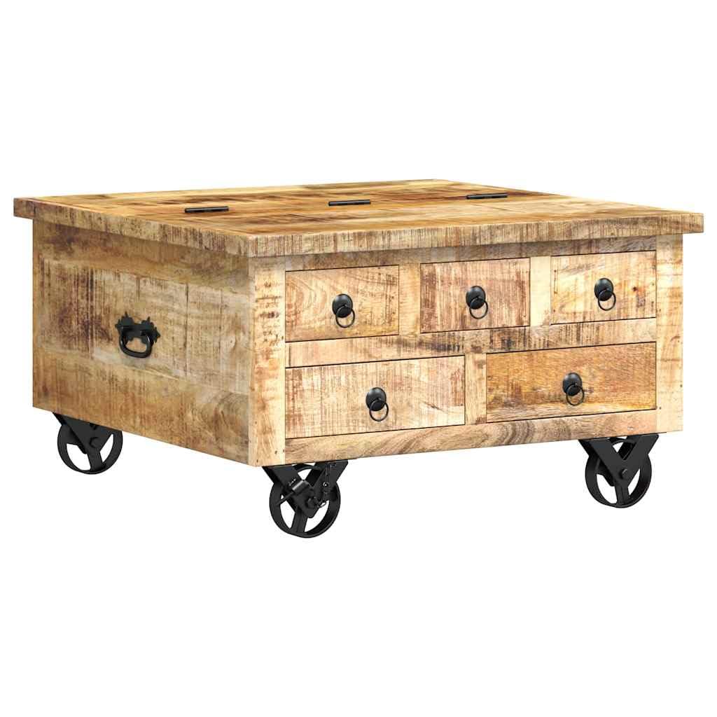 vidaXL Mango Rugoso Mesilla de Centro 70x70x40 cm Mueble Auxiliar Mesita Café