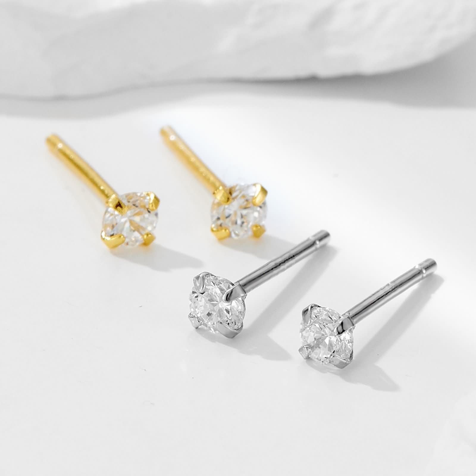 Damskie kolczyki w klasycznym stylu 9K / 14K / 18K złoto okrągłe białe moissanite