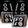 ACANII - For 2002-2003 Cadillac Escalade LED Halo DRL Black Housing Projector Headlights Headlamps, Driver & Passenger