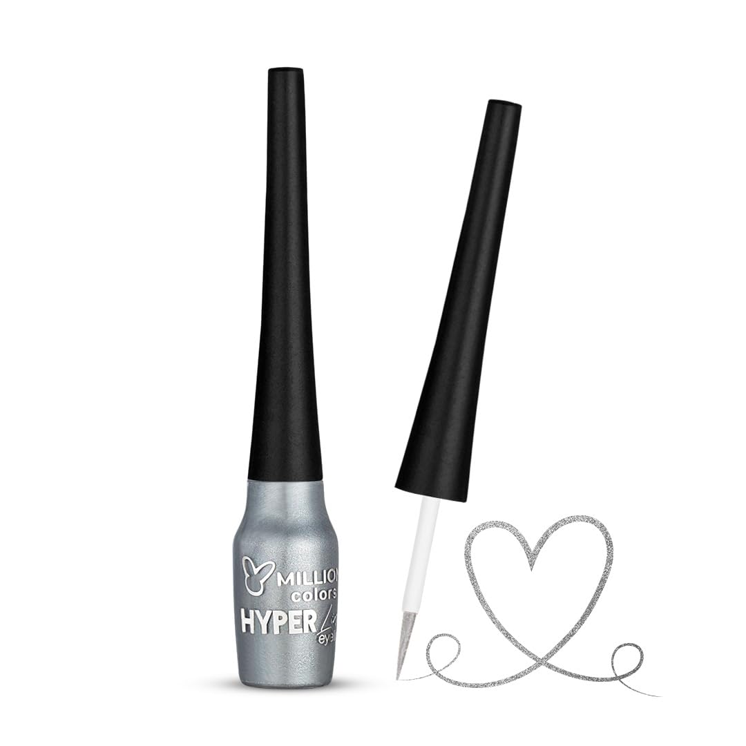Million Colors Silver Colour Waterproof Liquid Eyeliner | Metallic Finish | Last Upto 12 Hours | Quick Drying, Smudge-Proof & Water-Resistant - 5 ML (SILVER GREY 05)-picture-32