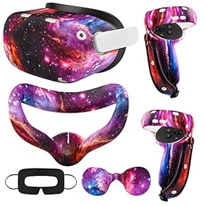 Relohas Accessories for Oculus Quest 2, VR Accessory Set for Meta Quest 2, Include Controller Grip Leather Cover, VR…