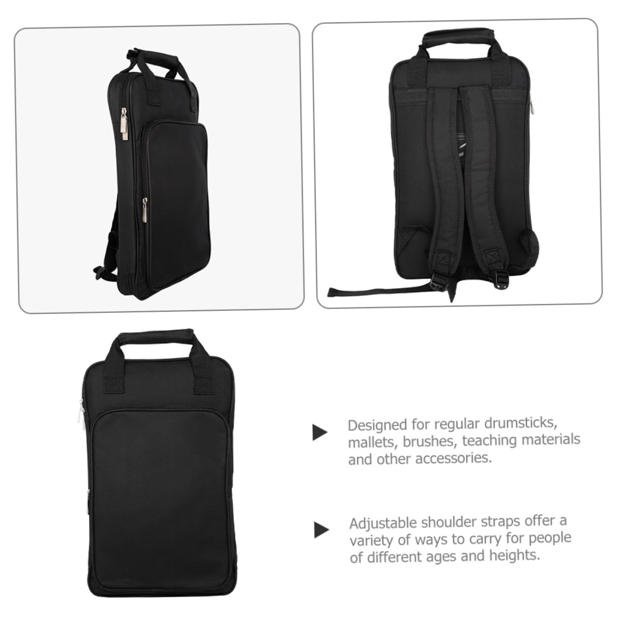 Levemolo Borsa con Ampia Capacità Porta Bacchette Batteria Nero Oxford Resistente e Trasporto Comodo e Tracolla Regolabile, per Festa Scuola Decor
