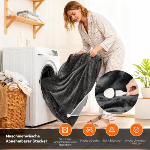 staronce Heizdecke mit Abschaltautomatik, Elektrische Wärmedecke 180x130 cm, Beheizbare Kuscheldecke mit 10 Heizstufen… – Ansicht 6