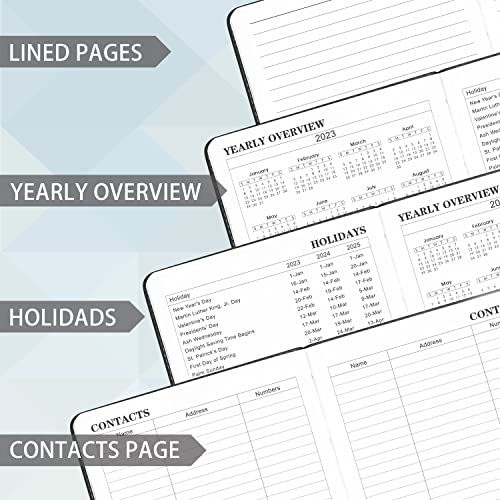 2023-2024 Planner - Academic Planner 2023-2024, Weekly Monthly Planner, July 2023 - June 2024, 5.8'' X 8.3'', Thick Paper, Leather Cover, Pen Holder, Back Pocket, Perfect Daily Organizer - Grey #TOP4