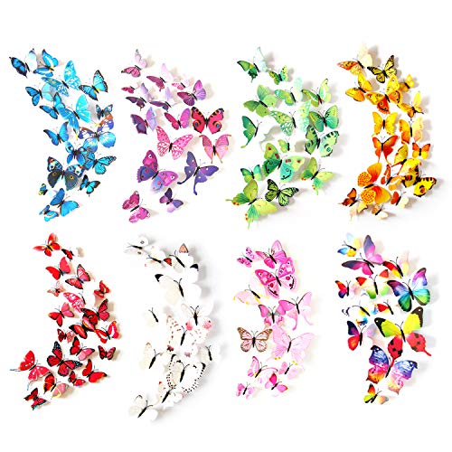 Tosnail 96Pieces Plastic Vlinder Muurstickers 3D Muurstickers voor Indoor Outdoor Wanddecoratie