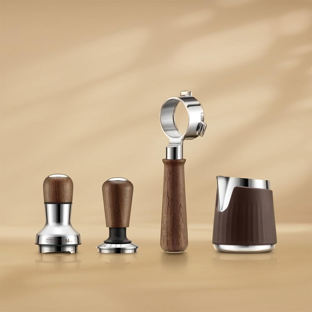 Sage - The Force Gauge Tamper 54mm - Tasseur à Espresso Auto-nivelant, Pression Cohérente, Compatible avec Les Porte-filtres de 54mm - Noyer de Qualité Supérieure