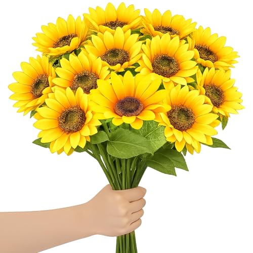 BAGUBDR 12Pcs Artificial Sunflowers Sunflower Sunflowers Artificial Flowers Suitable for Adding Color to Space Easy Maintenance Beautiful Decorations