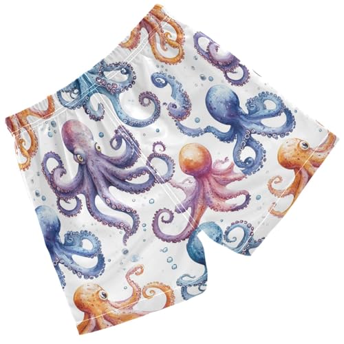 Pigsaly Boys' Swim Board Shorts Tentacles Colorful Octopus Boy's Swim Trunks Kids Swimwear XS2