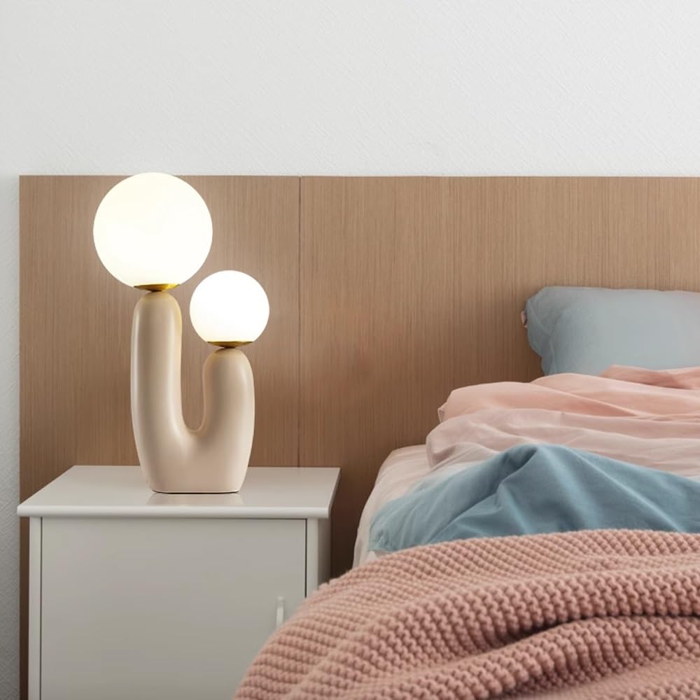Lampki nocne, Lampy nocne 2-punktowe z kloszem dmuchanego szkła w kształcie kuli, nowoczesne oświetlenie do sypialni, biura, biblioteki, gabinetu