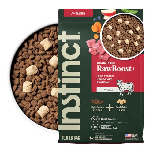 Instinct RawBoost, Natural Dry Dog Food with FreshDried Raw, High Protein, Grain-Free Recipe - Real Beef, 10 lb. Bag