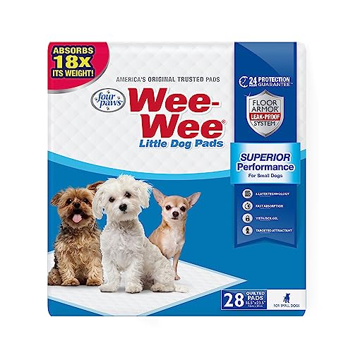 Four Paws Wee-Wee - Cuscinetti per pipì per Cani e Cuccioli, con Tecnologia a Prova di perdite a 6 Strati, per addestramento in casa, Grandi, 42 cm x 60 cm, 28 Pezzi